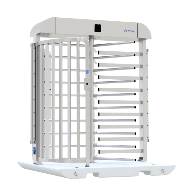 V-Turnstile | dimensions: 2000 x 2000 x 2410 mm, passage width: 850 mm | on concrete plate | electromechanical